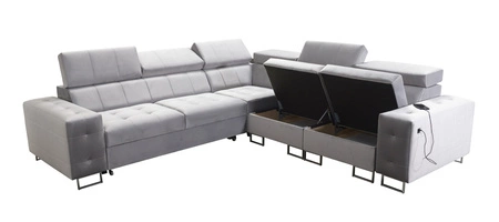 Ecksofa mit Schlaffunktion Hampton III kastanienbraun rechts bequemes Ecksofa aus glattem und weichem Samtstoff