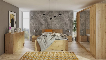 Verspiegelter Schiebeschrank Rico 220 cm Eiche handwerkliches Funktionsmöbel im klassischen Stil Schrank für das Schlafzimmer oder den Flur