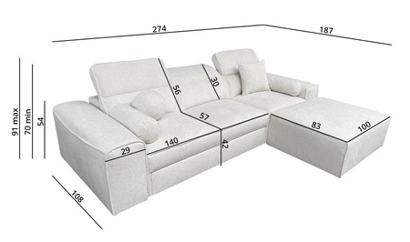 Ecksofa mit Schlaffunktion Viano grün rechts stilvolles Ecksofa mit interessanter Form verstellbare Kopfstützen Zierkissen