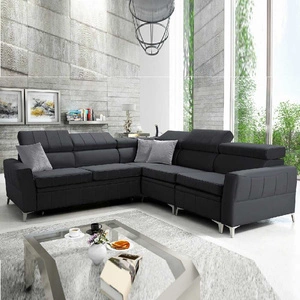 Ecksofa mit Schlaffunktion Rava IV graphit rechts Samt Komfort während der täglichen Ruhe Bettzeug Container