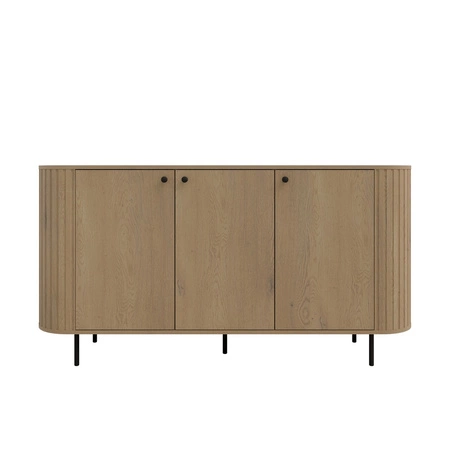 Kommode Ovalio 165 cm Eiche cremona minimalistische Form gemacht Kommode für Wohnzimmer stilvolle ovale Form dekorative Fräsung auf den Körper