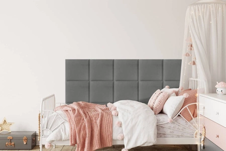 Polsterpaneel Quadra 30x30 cm hellgrau stilvolles Wandpaneel quadratischer Veloursstoff modisches Finish für jede Einrichtung