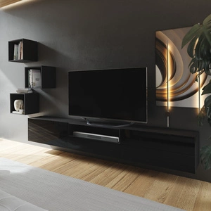 Sarti Möbel schwarz / schwarz glänzend stilvolles Design funktionelle Medienecke in einem extrem modernen Stil