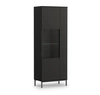 Tutti 70 cm schwarz Vitrine stilvolles Design sichere Vitrine aus gehärtetem Glas auf hohen Metallbeinen Push-to-Open-System unterstützt