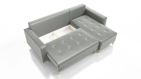 Ecksofa mit Schlaffunktion Vaso graphit universal komfortables Ecksofa für ein Wohnzimmer im skandinavischen Stil großes Bettzeugfach