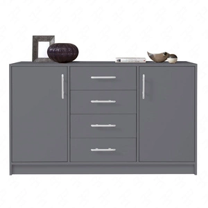 Kommode mit Schubladen Caspe 140 cm anthrazit modernes Möbeldesign Kommodenkante mit speziellem ABS-Furnier verarbeitet