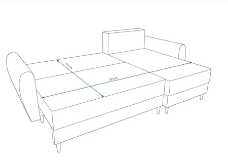 Ecksofa mit Schlaffunktion Rovigo grau blau rechts elegantes Ecksofa in skandinavischer Form großes Bettzeugfach