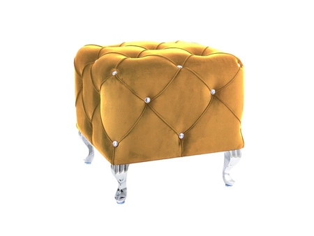 Hesta pouffe 50 cm gelb ideal Fußstütze Stich und kratzfest Sitz pouffe gesteppte Elemente mit Kristallen