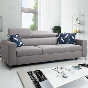 Sofa mit Schlaffunktion Savona hellgrau bequemes Sofa für Wohnzimmer bietet Komfort beim Ausruhen verstellbare Kopfstützen