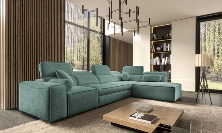 Ecksofa mit Schlaffunktion Viano XI patina rechte Ecke trendig und stilvoll mit verstellbaren Kopfstützen Zierkissen