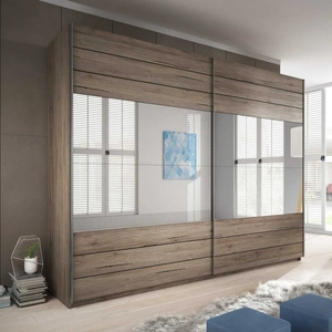 Schiebeschrank Galaxy 270 cm san remo dark geräumiger schrank mit spiegel in moderner form, ausgestattet mit aluminiumtüren