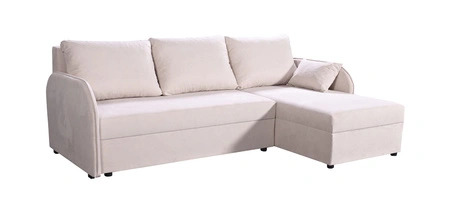 Ecksofa mit Schlaffunktion Orsa beige universal Ecksofa mit interessantem Design strapazierfähiger Veloursstoff