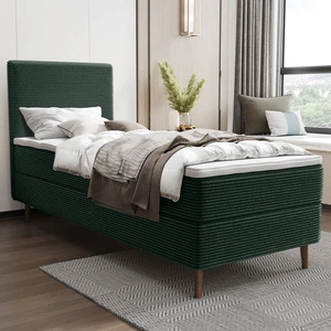 Boxspringbett Totti 90x200 grün stilvolles Bett mit Bettzeug Lagerung dreidimensionalen Stoff mit ausdrucksstarken Streifen