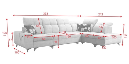 Ecksofa mit Schlaffunktion Buffalo XI Esche grau rechts Ecksofa mit drei Bettkästen Velourstoff