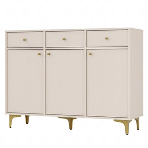Kommode Kioto I 125 cm beige minimalistische Form ideale Kommode für Wohnzimmer oder Schlafzimmer goldene Accessoires