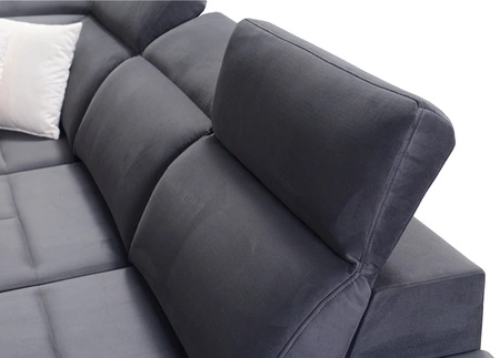 Ecksofa mit Schlaffunktion Elgin beige/weiß linkes Ecksofa mit verstellbaren Kopfstützen praktische Schubladen in Möbelseiten