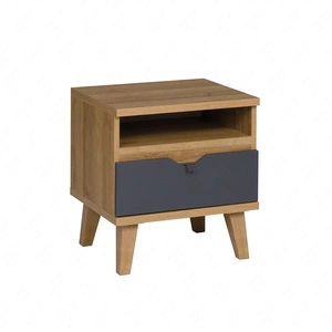Nachttisch mit Schublade Memone Eiche gold / graphit stilvoller Schrank für Schlafzimmer oder Jugendzimmer im skandinavischen Stil