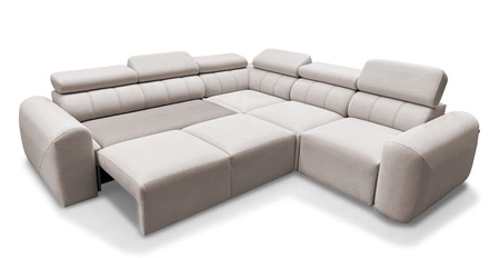 Ecksofa mit Schlaffunktion Cantare III Lux Lachs rechts stilvolles und bequemes Ecksofa für das Wohnzimmer mit hochklappbarer Fußstütze