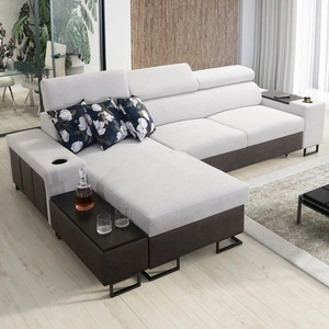 Ecksofa mit Schlaffunktion Flavio graue Esche / Graphit links elegantes Ecksofa mit einer seitlich zu öffnenden Verlängerungsstange