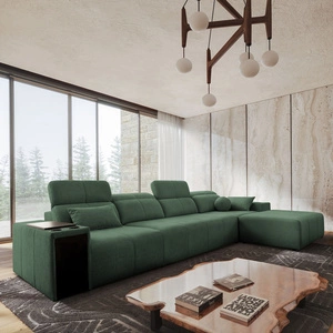 Ecksofa mit Schlaffunktion Tesalia XII mint rechts modernes Design komfortable Schiebe-Rückenlehne Schublade in der Seite des Möbels