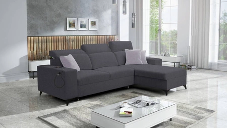 Ecksofa mit Schlaffunktion Kelly Sleek graphit rechts geflochten bequemes und funktionelles Ecksofa für das Wohnzimmer