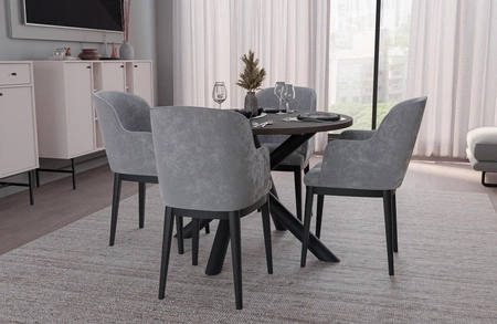 Runder Tisch Lyon 110 cm wisconsin nussbaum / schwarz designer esstisch metall spinne beine höhenverstellung