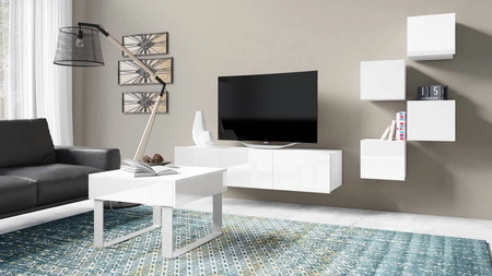 Apulia 63 cm weißer Couchtisch mit Schublade einzigartiges Design einfache Konstruktion auslaufsichere Platte