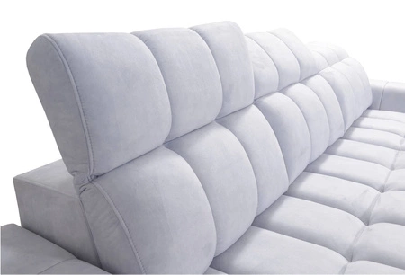 Ecksofa mit Schlaffunktion Luigi blau / weiß rechts Ecksofa mit zwei Bettkästen Stoff mit einer interessanten Struktur