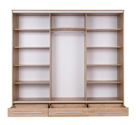 Schiebeschrank Hajfa 255 cm weiß modernes Design Kleiderschrank mit Spiegel Korpus aus 22mm starker Platte