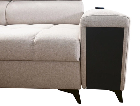 Ecksofa mit Schlaffunktion Bolmso IX graphit links bequemes Ecksofa für Wohnzimmer mit Schublade Bettzeug Container stilvolles Design