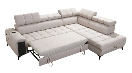 Ecksofa mit Schlaffunktion Bolmso VII grau rechte Ecke äußerst elegantes Ecksofa für Wohnzimmer mit Schublade und Bettzeugcontainer
