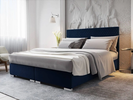 Boxspringbett Fargo 160x200 dunkelblau Bett im modernen skandinavischen Stil mit markantem Kopfteil