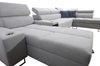 Ecksofa mit Schlaffunktion Dafni V elfenbeinfarbener linker Samt komfortables und bequemes Ecksofa mit verstellbaren Kopfstützen