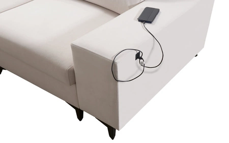 Ecksofa mit Schlaffunktion Kelly Sleek VIII hellbraun linke Seite stilvolle Ecksofa für Wohnzimmer bietet Komfort beim Entspannen