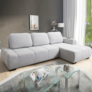 Ecksofa mit Schlaffunktion Sanfte graue Esche rechte Seite stilvolles Design Ecksofa-Bett zeichnet sich durch seine abgerundete Form aus