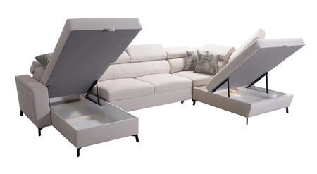Ecksofa mit Schlaffunktion Savona VI graphit links elegantes und bequemes Ecksofa für das Wohnzimmer mit zwei Bettkästen