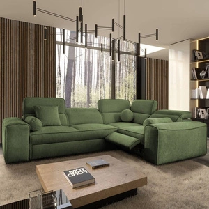 Ecksofa mit Schlaffunktion Viano II Lux grün rechtsseitiges Designer-Ecksofa für das Wohnzimmer mit komfortablem ausziehbarem Fußteil