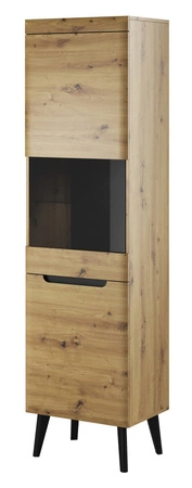 Atka Hängeelement Eiche artisan / schwarz modernes Design Kante mit speziellem Furnier eingefasst Einscheiben-Sicherheitsglas