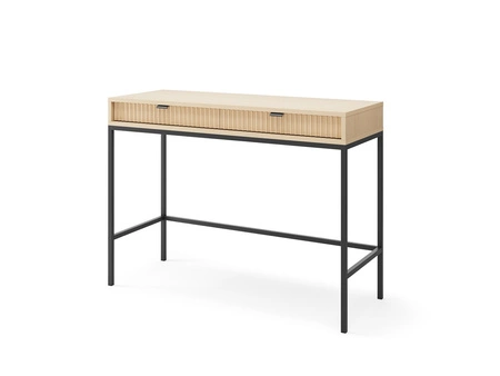 Konsolentisch Lovro Eiche Vicenza mit Schubladen stilvolle und funktionale Möbelstück für den Flur, Wohnzimmer oder Büro kontrastierenden schwarzen Zubehör