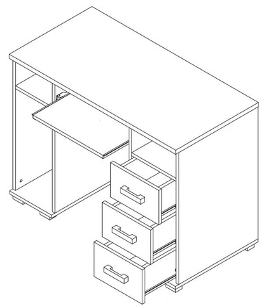 Schreibtisch mit Schubladen Maximus 100 cm Eiche sonoma hell modernes Möbeldesign Schreibtischkanten mit einem speziellen Furnier versehen