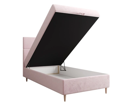 Boxspringbett Bing 90x200 puderrosa im modernen skandinavischen Stil mit gepolstertem Kopfteil Bett mit Staukasten