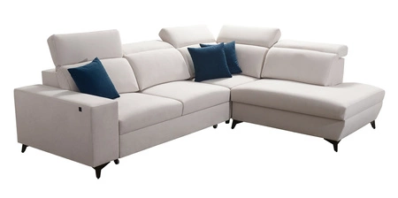 Ecksofa mit Schlaffunktion Kelly Sleek VII hellbraun rechts geflochten bequemes und funktionelles Ecksofa für Wohnzimmer