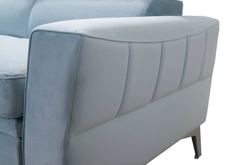 Ecksofa mit Schlaffunktion Rava azurblauer linker Samt komfortables und funktionelles Ecksofa mit verstellbaren Kopfstützen