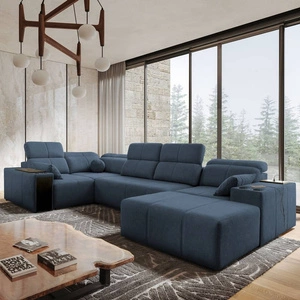 Ecksofa mit Schlaffunktion Tesalia IV blau rechtsseitiges Komfort-Ecksofa für das Wohnzimmer mit innovativer Schiebefunktion der Rückenlehne