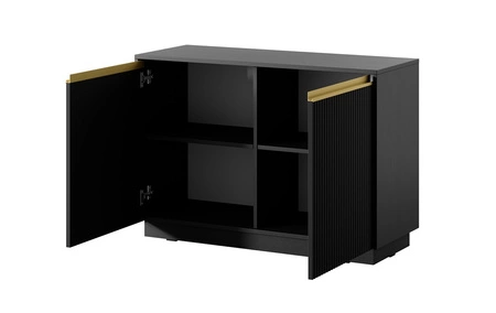 Imperial 104 cm schwarz stilvolle Kommode ideal für das Wohn- oder Schlafzimmer elegante Goldgriffe und gefräste Fronten