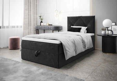 Boxspringbett Arvada 90x200 graphit Bett im modernen skandinavischen Stil mit gepolstertem Kopfteil Bett mit Staukasten