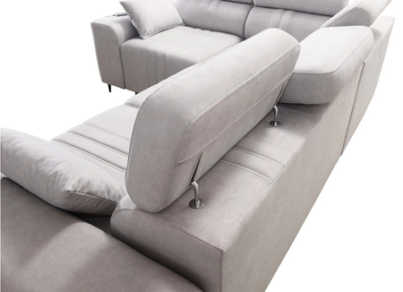 Ecksofa mit Schlaffunktion Castel II graphit links komfortables Ecksofa mit verstellbaren Kopfstützen Container für Bettzeug