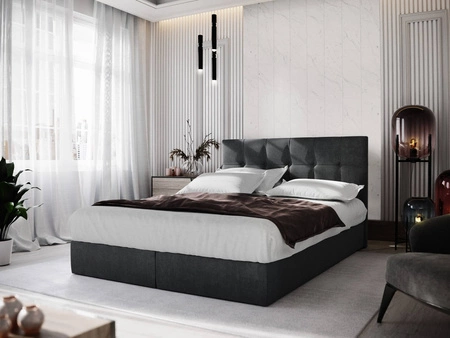 Boxspringbett Harmony 180x200 schwarzes Bett im modernen skandinavischen Stil mit einem Kopfteil mit Zierknöpfen