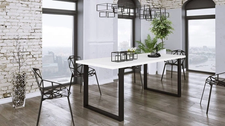 Taunton Tisch 185x67 cm weiß/schwarz schlichte Form des Möbels, angereichert mit stilvollen schwarzen Beinen im Loft-Stil, auslaufsichere Platte