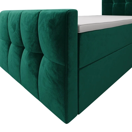 Boxspringbett Manhattan 100x200 flaschengrün im modernen skandinavischen Stil mit gepolstertem Kopf- und Fußteil Bett mit Staukasten